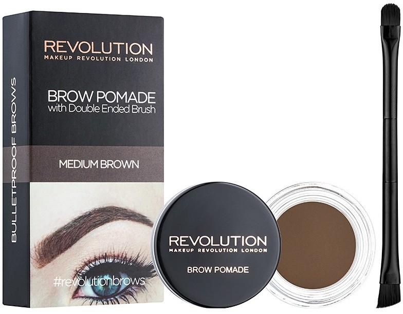 Makeup Revolution Brow Pomade szemöldök pomádé árnyalat Medium Brown 2,5 g