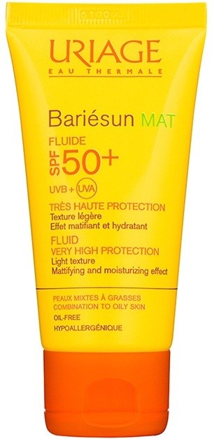 Uriage Bariésun Mat mattító folyadék hidratáló hatással SPF 50+  50 ml