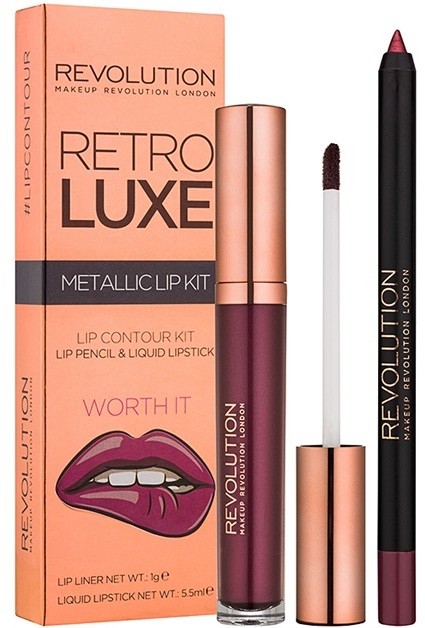 Makeup Revolution Retro Luxe fémes ajak szett árnyalat Worth It 5,5 ml