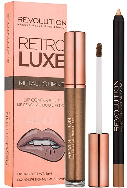 Makeup Revolution Retro Luxe fémes ajak szett árnyalat We Rule 5,5 ml