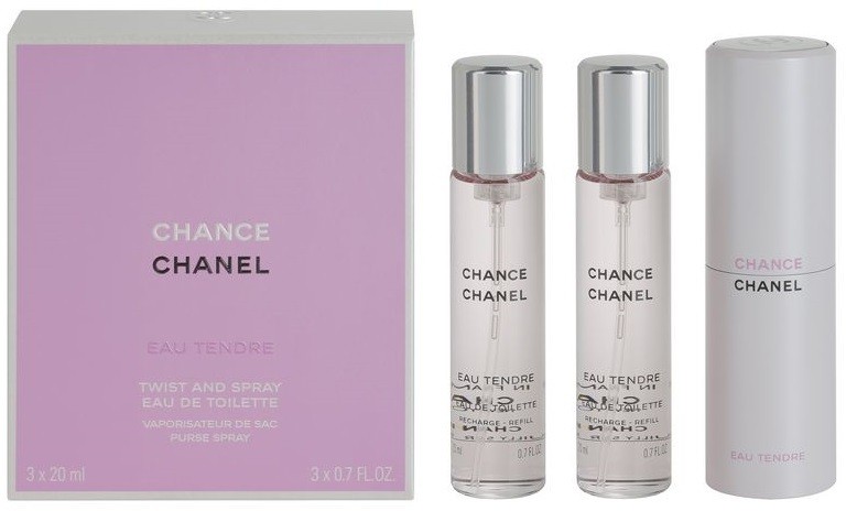 Chanel Chance Eau Tendre eau de toilette nőknek 3 x 20 ml (1x utántölthető + 2x utántöltő)