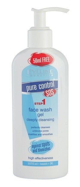 Eveline Cosmetics Pure Control tisztító gél mélytisztításhoz  200 ml