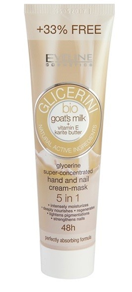 Eveline Cosmetics Glycerine kéz- és körömápoló krém kecsketejjel  100 ml