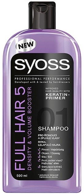 Syoss Full Hair 5 Density & Volume sampon ritkuló és vékonyszálú hajra  500 ml