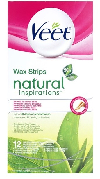 Veet Natural Inspirations szőrtelenítő gyantacsík normál és száraz bőrre  12 db