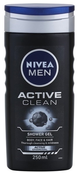 Nivea Men Active Clean tusfürdő gél  arcra, testre és hajra uraknak  250 ml