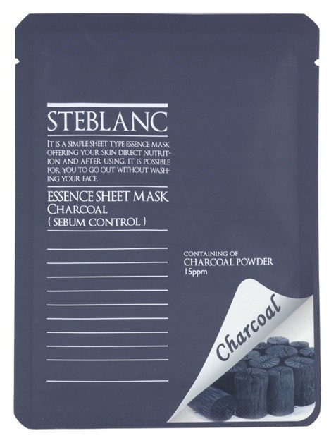 Steblanc Essence Sheet Mask Charcoal tisztító maszk zsíros bőrre  20 ml