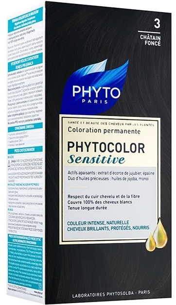 Phyto Color Sensitive tartós hajfesték árnyalat 3 Dark Chestnut