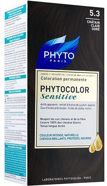 Phyto Color Sensitive tartós hajfesték árnyalat 5.3 Light Golden Chestnut