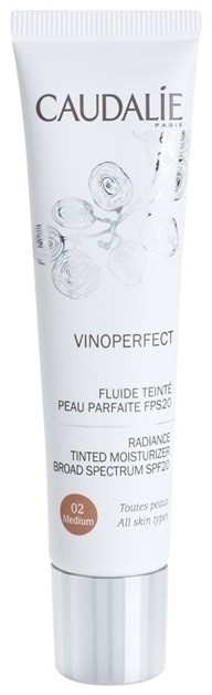 Caudalie Vinoperfect világosító tonizáló fluid hidratáló hatással árnyalat 02 Medium SPF 20  40 ml