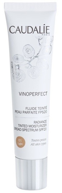 Caudalie Vinoperfect világosító tonizáló fluid hidratáló hatással árnyalat 01 Light SPF 20  40 ml