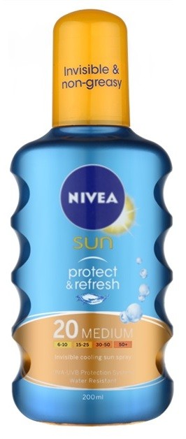Nivea Sun Protect & Refresh hűsítő, láthatatlan napozó spray SPF 20  200 ml
