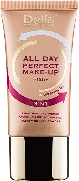 Delia Cosmetics All Day Perfect make-up 3 az 1-ben árnyalat 01 Warm Beige 30 ml