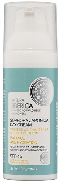 Natura Siberica Sophora Japonica nappali hidratáló krém zsíros és kevert bőrre SPF 15  50 ml