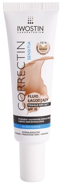 Iwostin Sensitia Correctin hasszantartó fluid érzékeny és allergiás bőrre takaró és nyugtató hatással SPF 30 árnyalat Natural 30 ml