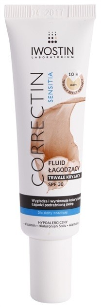 Iwostin Sensitia Correctin hasszantartó fluid érzékeny és allergiás bőrre takaró és nyugtató hatással SPF 30 árnyalat Light 30 ml