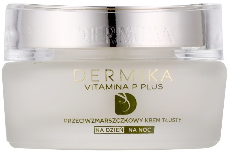 Dermika Vitamina P Plus tápláló ráncok elleni krém Érzékeny, bőrpírra hajlamos bőrre  50 ml