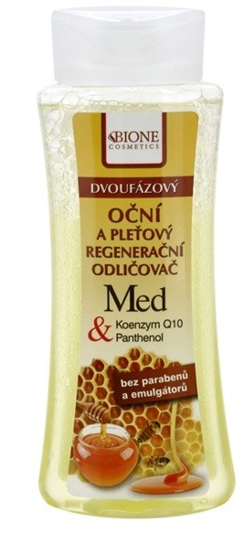Bione Cosmetics Honey + Q10 kétfázisú sminklemosó az arcra és a szemekre  255 ml