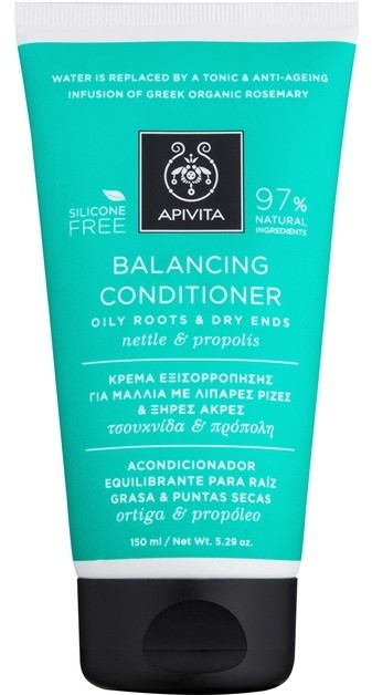 Apivita Holistic Hair Care Nettle & Propolis tápláló kondícionáló száraz hajra szilikonmentes  150 ml