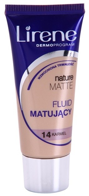 Lirene Nature Matte mattító make-up folyadék a hosszan tartó hatásért árnyalat 14 Caramel 30 ml