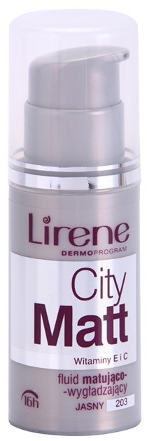 Lirene City Matt mattító make-up folyadék kisimító hatással árnyalat 203 Light  30 ml