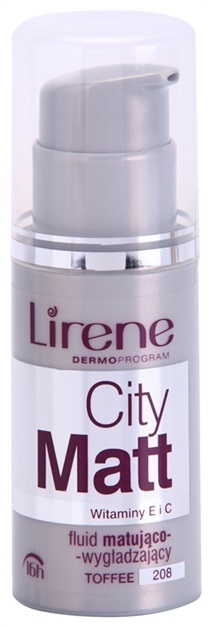 Lirene City Matt mattító make-up folyadék kisimító hatással árnyalat 208 Toffee  30 ml