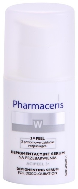 Pharmaceris W-Whitening Acipeel 3x élénkítő korrekciós szérum a pigmentfoltok ellen C vitamin  30 ml