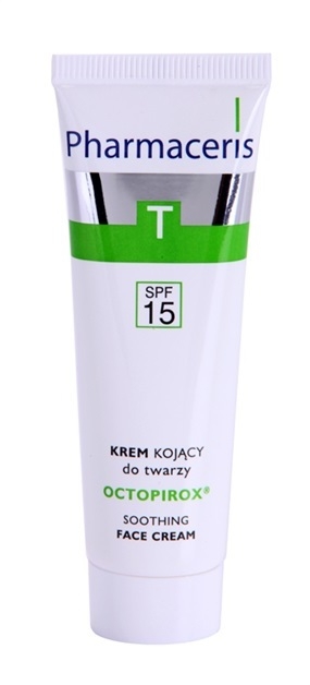Pharmaceris T-Zone Oily Skin Octopirox nyugtató nappali krém vörösödés ellen zsíros és problémás bőrre SPF 15 30 ml