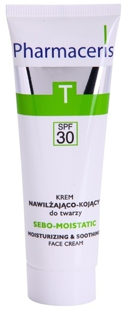 Pharmaceris T-Zone Oily Skin Sebo-Moistatic hidratáló és nyugtató krém a pattanások kezelése által kiszárított és irritált bőrre SPF 30 50 ml