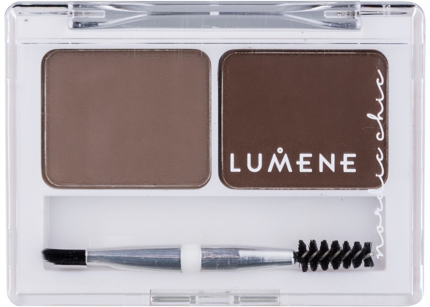 Lumene Nordic Chic paletta a szemöldök sminkeléséhez árnyalat 1 Medium Brown 2 x 1,8 g