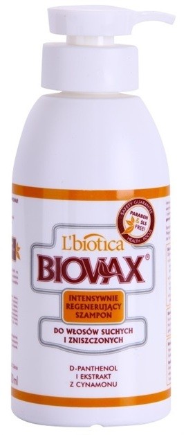L'biotica Biovax Dry Hair regeneráló sampon száraz és sérült hajra  400 ml