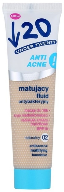 Under Twenty ANTI! ACNE mattító make-up SPF 10 árnyalat 02 Natural Matt 30 ml