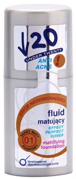 Under Twenty ANTI! ACNE mattító make-up SPF 10 árnyalat 01 Light 30 ml