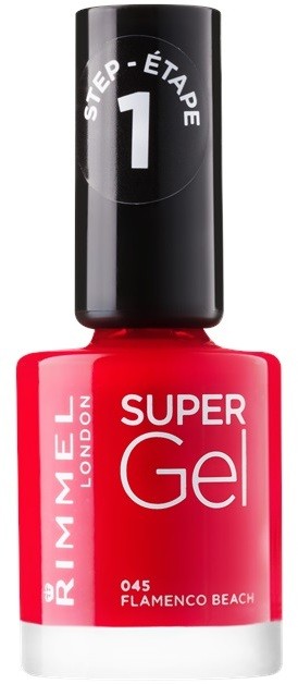 Rimmel Super Gel Step 1 géles körömlakk UV/LED lámpa használata nélkül árnyalat 045 Flamenco Beach 12 ml