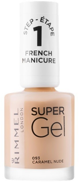 Rimmel Super Gel Step 1 zselés lakk francia manikűrhöz árnyalat 093 Caramel Nude 12 ml