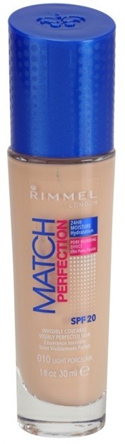 Rimmel Match Perfection folyékony make-up SPF 20 árnyalat 010 Ligh Porcelain 30 ml