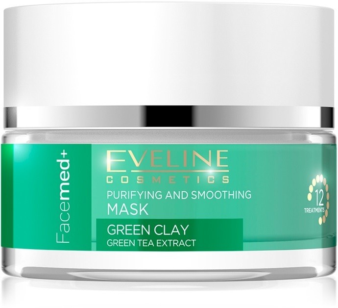 Eveline Cosmetics FaceMed+ tisztító és kisimító arcmaszk zöld agyaggal  50 ml