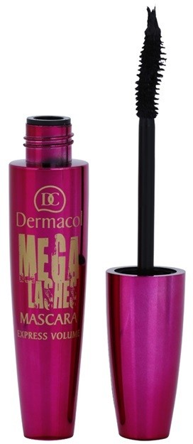 Dermacol Mega Lashes Express Volume hosszabbító, göndörítő és dúsító szempillaspirál árnyalat Black 12,5 ml