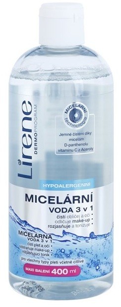 Lirene Hypoallergenic micelláris tisztító víz 3 az 1-ben  400 ml