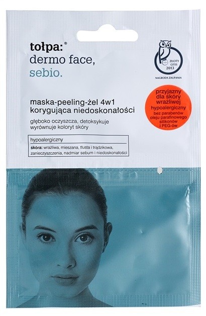 Tołpa Dermo Face Sebio maszk-peeling-gél 4 az 1-ben a bőrhibákra  2 x 6 ml