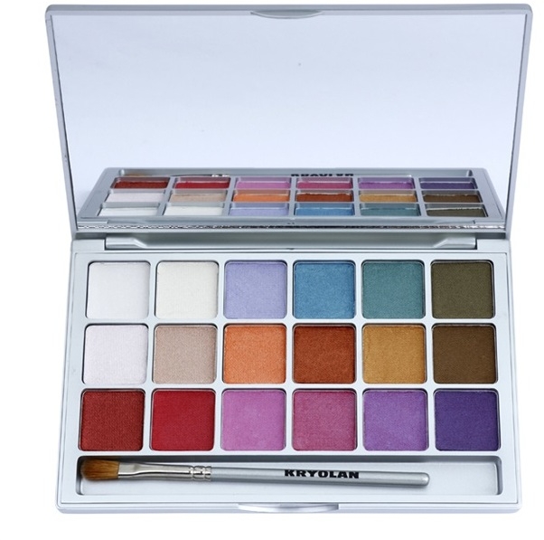 Kryolan Basic Eyes 18 színt tartalmazó szemhéjfesték paletta  árnyalat V1 Interferenz 20 g