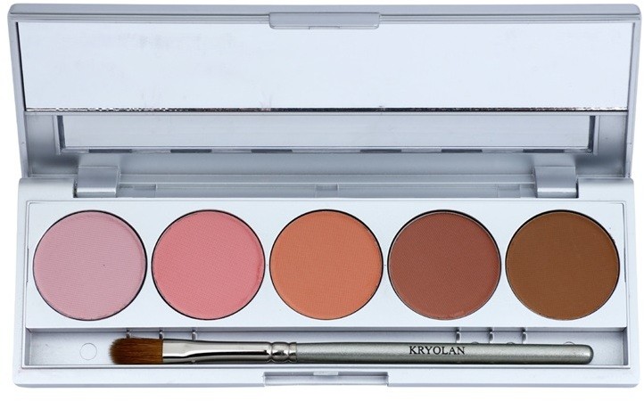 Kryolan Basic Eyes 5 színt tartalmazó szemhéjfesték paletta  tükörrel és aplikátorral árnyalat Florence Matt 7,5 g