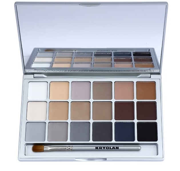 Kryolan Basic Eyes 18 színt tartalmazó szemhéjfesték paletta  árnyalat V 3 Natural 20 g