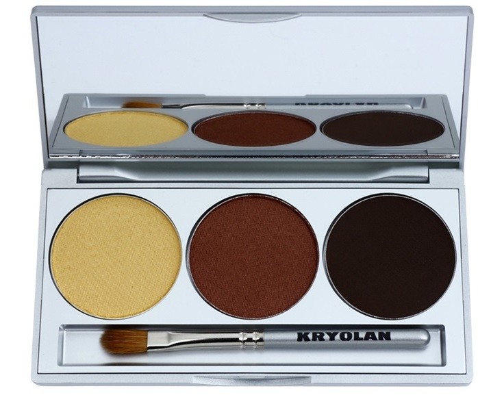 Kryolan Basic Eyes szemhéjfesték paletták tükörrel és aplikátorral árnyalat Smokey Brown 7,5 g