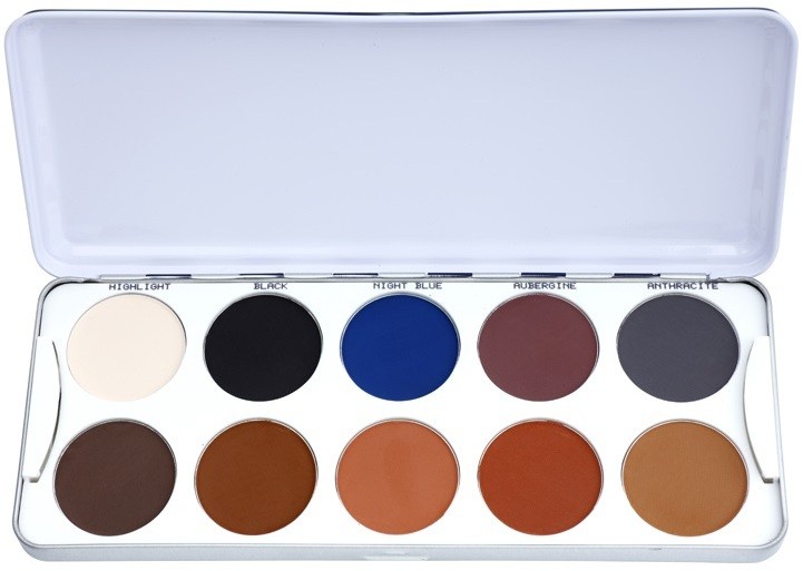 Kryolan Basic Eyes 10 színt tartalmazó szemhéjfesték paletta  árnyalat Shading 25 g