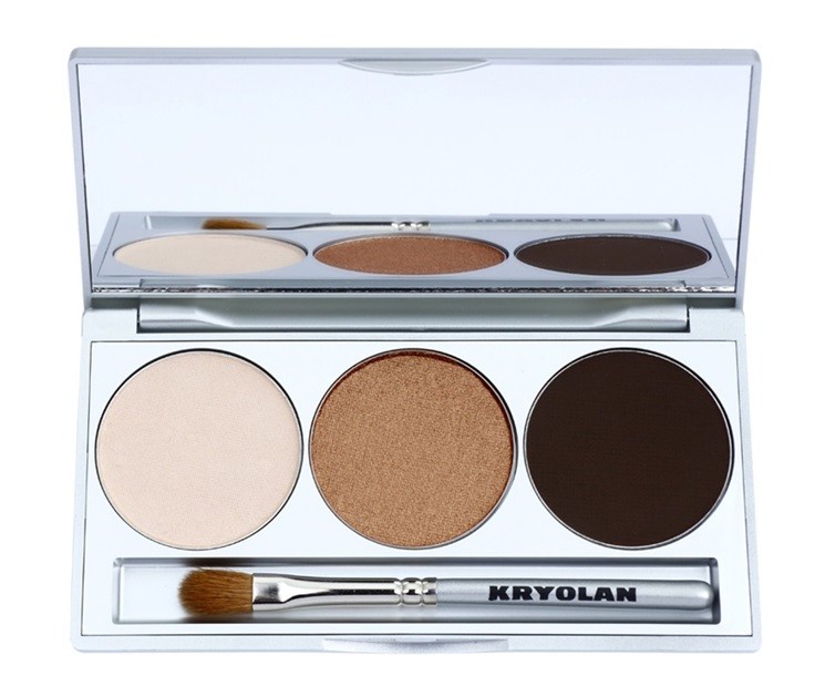 Kryolan Basic Eyes szemhéjfesték paletták tükörrel és aplikátorral árnyalat Smokey Beige 7,5 g