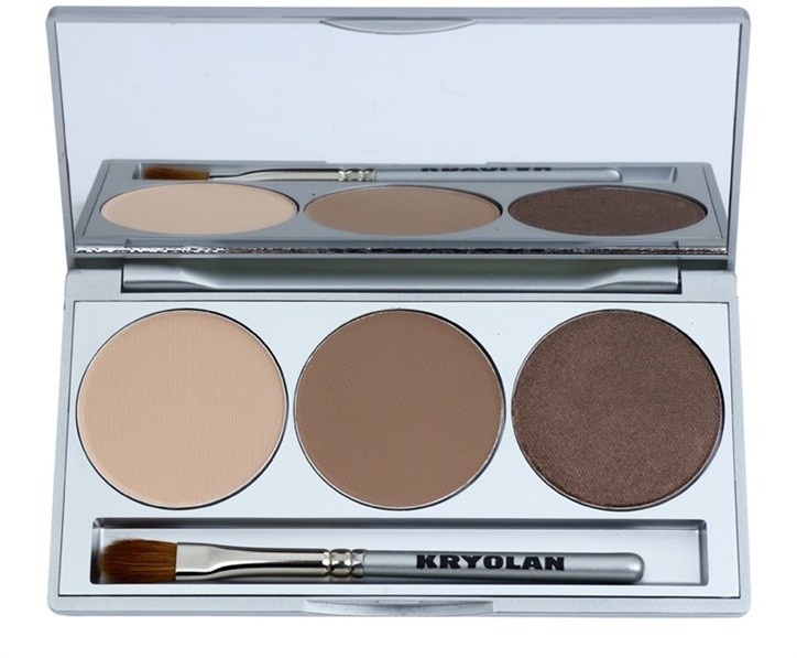 Kryolan Basic Eyes szemhéjfesték paletták tükörrel és aplikátorral árnyalat Smokey Caramel 7,5 g