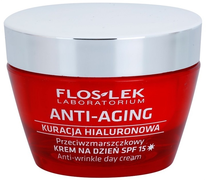 FlosLek Laboratorium Anti-Aging Hyaluronic Therapy nappali hidratáló krém a bőröregedés ellen SPF 15  50 ml