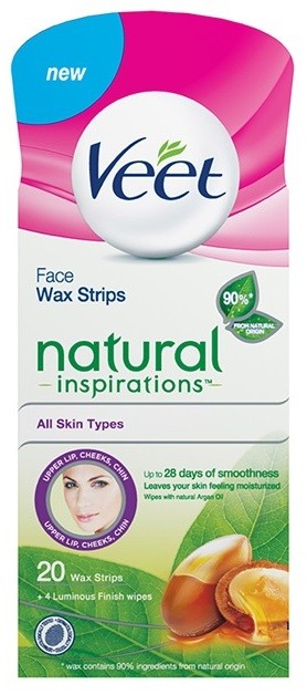 Veet Wax Strips Natural Inspirations™ szőrtelenítő viasz csík argánolajjal  20 db