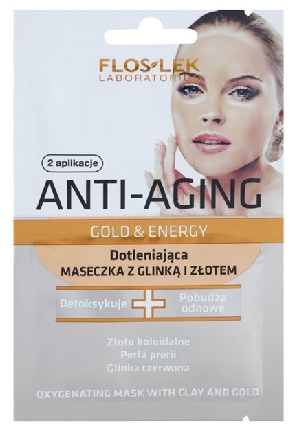 FlosLek Laboratorium Anti-Aging Gold & Energy oxigén arany és agyag maszk  2 x 5 ml